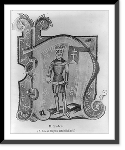 Illustration for article The Golden Bull of Hungary, 1222-1972" in LCQJ, Oct. 1972: King Andrew II in an illuminated initial", Vintage Poster