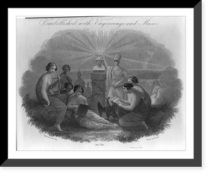 Engraving after painting by Robert W. Weir: Muses around America, who is crowning bust of George Washington (title page?) Classic, Historic Print