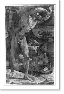Vintage Americana Print - Two nude men: one standing, one reclining