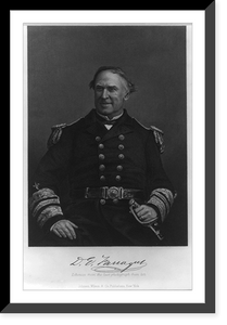 Historic Framed Print, [David Glasgow Farragut, 1801-1870, half-length portrait, seated, in uniform, facing left],  17-7/8" x 21-7/8"
