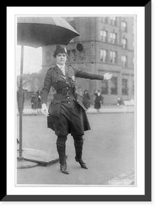 Mrs. L.A. King, full, standing, directing traffic as policewoman Classic, Antique Print