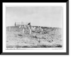 Historic Framed Print, [Graveyard and memorial on Custer's battlefield on Crow Agency, Montana],  17-7/8" x 21-7/8"