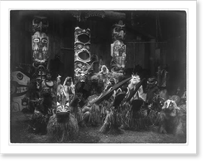 Antique Photo Print - Masked dancers. Qagyuhl - Antique Wall Decor Print