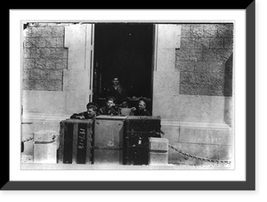 U.S. Navy in action at Vera Cruz, Mexico, 1914: machinegun squad guarding custom house, Vintage Poster