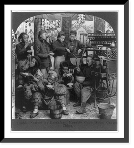 Historic Framed Print, Natives at breakfast, movable chow shop, Canton,  17-7/8" x 21-7/8"