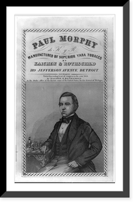Paul Charles Morphy, 1837-1884, half-length portrait facing left, seated at chess board Classic, Vintage Print