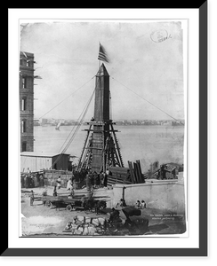 Historic Framed Print, The Obelisk" cased & machinery attached for lowering",  17-7/8" x 21-7/8"