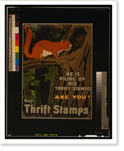 He is piling up his Thrift Stamps are you? Buy Thrift Stamps, Vintage Print