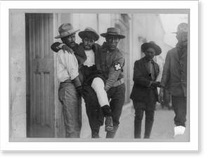 Vintage Photo Print - 2 medics carrying wounded Mexican insurgent