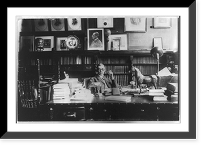 George Harvey, 1864-1928, head and shoulders, facing front, seated at desk, Vintage Poster