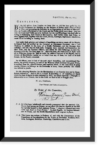 Revolutionary war broadside: The Boston committee of Correspondence responds to the Boston Port Bill. May 12, 1774, Antique Wall Art
