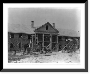 Booker T. Washington Institute, Liberia. January 1940: Graham Hall, dormitory under construction, Vintage Poster