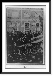 Abraham Lincoln raising a flag at Independence Hall, Philadelphia, in honor of the admission of Kansas to the Union on Washington's Birthday, February 22, 1861, Historic Print