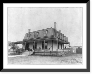C.O. quarters, with man and two woemn seated on porch, Fort Meade, South Dakota Classic, Vintage Wall Art