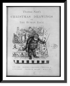 Illus. title page - Santa Claus about to raise curtain on stage, Antique Wall Art