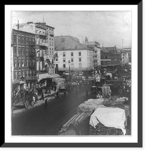 South Street, looking (N.E.) past Fulton Market to Brooklyn Bridge Approach, New York City Classic, Antique Print
