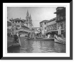 Historic Framed Print, World's Columbian Exposition, Chicago, Ill.: Long boat on Venetian canal,  17-7/8" x 21-7/8"