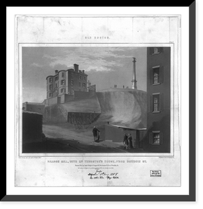 Old Boston - Beacon Hill, with Mr. Thurston's house - from Bowdoin Street, Historic Print