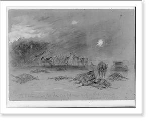 Black & White Photo - Confederates advancing to the capture of disabled