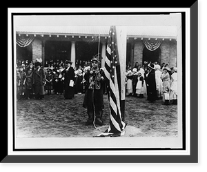 Children raising US flag in NYC park, Antique Print
