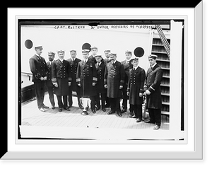 Historic Framed Print, Capt. Rostrom & Under officers of CARPATHIA ship - 4,  17-7/8" x 21-7/8"