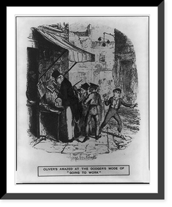 Illus. from Charles Dickens' novel: Oliver Twist watching the Artful Dodger" pick a man's pocket" Classic, Vintage Print