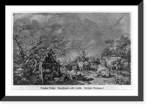 Historic Framed Print, Shepherds with cattle"",  17-7/8" x 21-7/8"