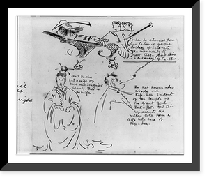 Historic Framed Print, [Caricature sketches of Prof. & Mrs. Hill and Rudyard Kipling by Rudyard Kipling at Allahabad to entertain Mrs. Hill,  when she was ill,  when they were planning the trip to Japan". Jan. 1889]",  17-7/8" x 21-7/8"