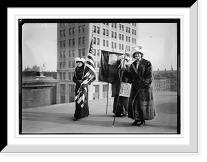 Historic Framed Print, Suffragettes with flag,  17-7/8" x 21-7/8"