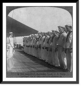 Historic Framed Print, Inspection, Battleship IOWA, U.S. Navy,  17-7/8" x 21-7/8"