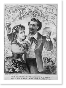 Antique Photo Print - Who does not love wine, wife & song