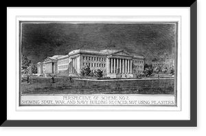 Alterations to a government building (State, War and Navy Building"), West Executive Avenue, N.W., Washington, D.C. Perspective", Antique Print