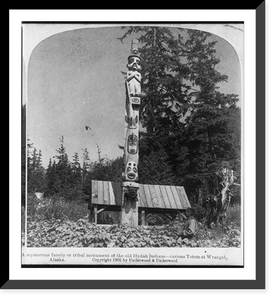 Historic Framed Print, A mysterious family or tribal monument of the old Hydah Indians. curious Totem at Wrangel, Alaska,  17-7/8" x 21-7/8"