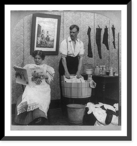 Historic Framed Print, The new woman - wash day - 2,  17-7/8" x 21-7/8"