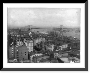 Historic Framed Print, East River Bridge [i.e. Brooklyn Bridge], New York City,  17-7/8" x 21-7/8"