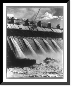 Historic Framed Print, Columbia Basin Project, Grand Coulee Dam,  17-7/8" x 21-7/8"