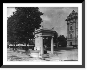 Historic Framed Print, Ohio. Upper Sandusky. Samuel Wesley Stevens Memorial Fountain,  17-7/8" x 21-7/8"