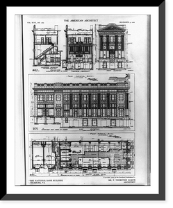 Historic Framed Print, [Composite of 5 architectural drawings of the First National Bank, Lynchburg, Va.],  17-7/8" x 21-7/8"