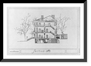 Repro. of 9 architectural drawings of Octagon house and outbuildings, Wash. D.C.: Section AB - pl. 12, Historic Print