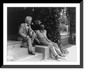 Samuel Clemens and John T. Lewis (an elderly African American man), both full length, seated on steps of porch Classic, Historic Print