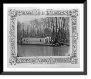 U.S. Army Corps of Engineers operation to remove obstacles from the Red River in Louisiana, 1873: Pl. 17 - crane boat at work removing dead tree Classic, Vintage Poster