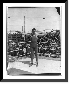 Jack Dempsey at his training camp, June 1921: standing in ring with arms spread wide, Antique Wall Art