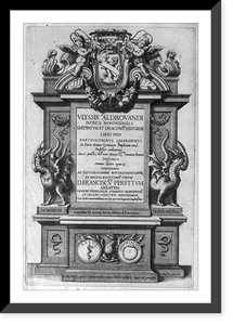 Ulisse Aldrovandi, 1522-1605. Title page of his Serpentum et Draconus Hist. illus. with serpents and dragons, Historic Reproduction