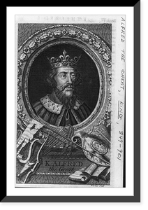 Alfred the Great, King, 849-901, head-and-shoulders portrait, in oval, facing right, Vintage Poster