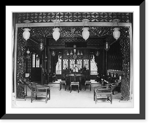 Historic Framed Print, [Interior of a wealthy Chinese house, Canton, China],  17-7/8" x 21-7/8"