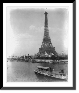 Historic Framed Print, [Eiffel Tower and exposition buildings on the Champ de Mars, as seen from the River Seine, Paris Exposition, 1889],  17-7/8" x 21-7/8"