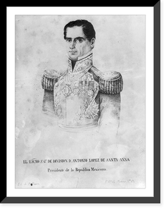 Antonio L&oacute;pez de Santa Anna, President of Mexico, 1794?-1876, half-length portrait, facing left, in uniform, Historic Print