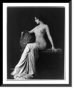 Dorothy Knapp, full-length portrait, seated, nude, left profile, with et draped over legs, Historic Print