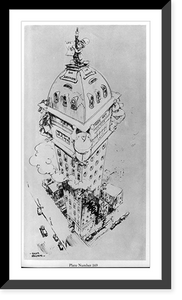 Historic Framed Print, [Entry in the Chicago Tribune Tower Competition: cartoon by Gaar Williams (pl. 169)],  17-7/8" x 21-7/8"