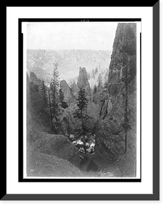 Historic Framed Print, [Columns of volcanic breccia near Tower Falls, Yellowstone National Park, Wyoming],  17-7/8" x 21-7/8"